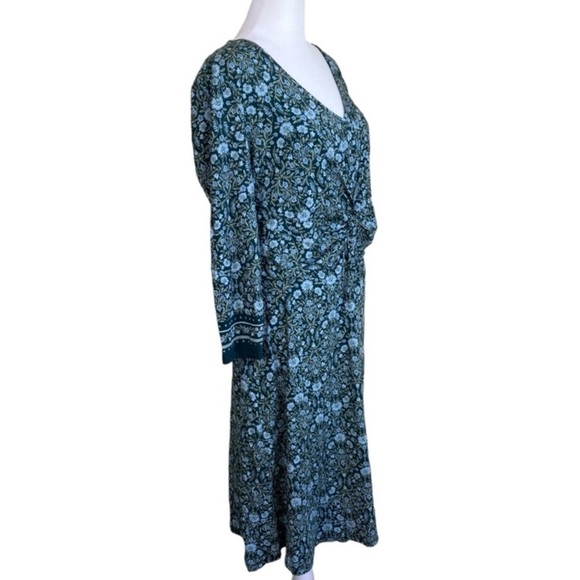 Lands' End Front Twist V-Neck Fit & Flare Knee Length Floral Dress Modal NWT - Picture 6 of 16